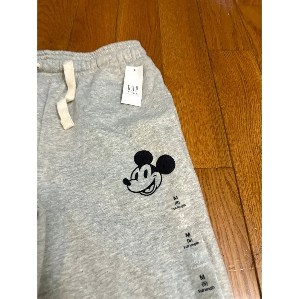 New GAP Kids Disney Mickey Mouse $40 Gray Sweatpants Full Length Size M (8)‎